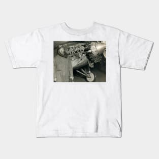 Lindbergh with his airplane, 1928 (H412/0396) Kids T-Shirt